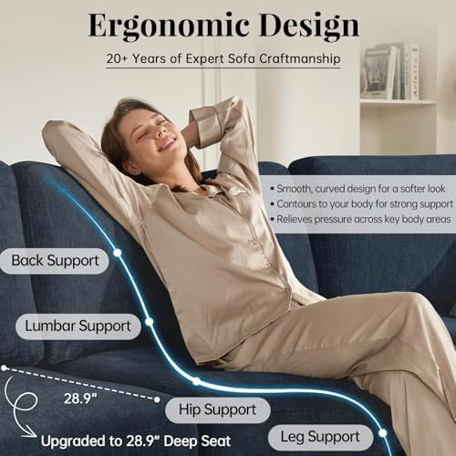 Oversized Cloud Sleeper Couch 9 Seater Modular Sectional Sofa Blue | Modern C...