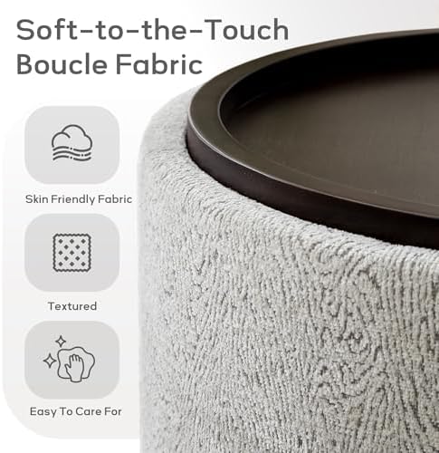 Zihanhome 30 Inch Round Storage Ottoman, Ottoman Coffee Table with Lift Off L...