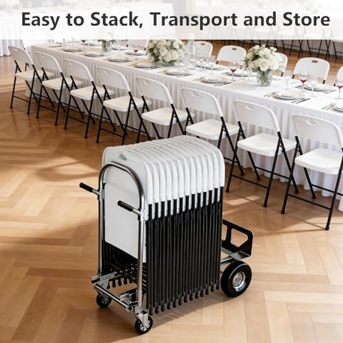 Folding Table and Chairs Set for 5, 36 Inch Foldable Plastic Table with Carry Handle & 4 White Folding Chairs, Portable Indoor Outdoor Dining Set for Party, Wedding, Picnic, Camping, Events