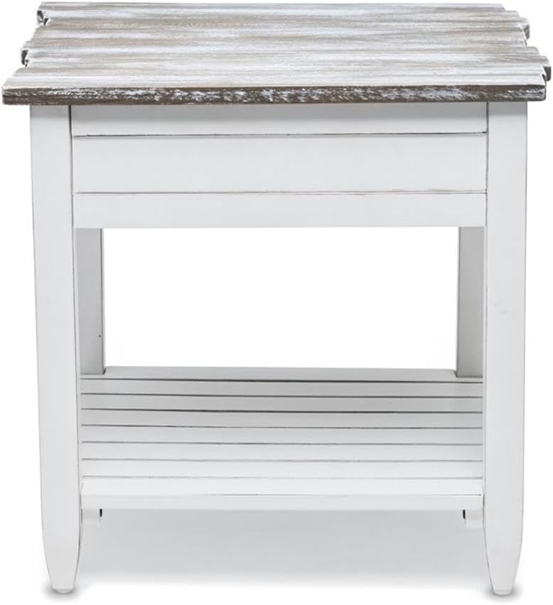 Pemberly Row Contemporary Wood End Table with Drawer, White/Gray Finish, 24&q...
