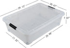 50 Quart Large Plastic Under Bed Storage Box, Clear Underbed Storage Containers with Wheels, 3 Packs