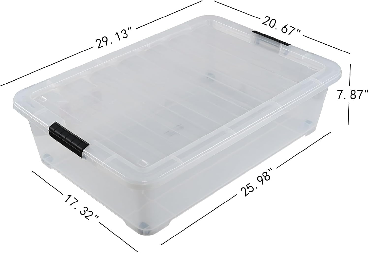 50 Quart Large Plastic Under Bed Storage Box, Clear Underbed Storage Containers with Wheels, 3 Packs