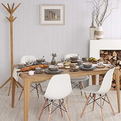 Devoko Modern Style Dining Chairs Mid Century Pre Assembled DSW Chair Classic Shell Lounge Plastic Side Chairs for Dining Room, Kitchen, Living Room Set of 4 (Cream)