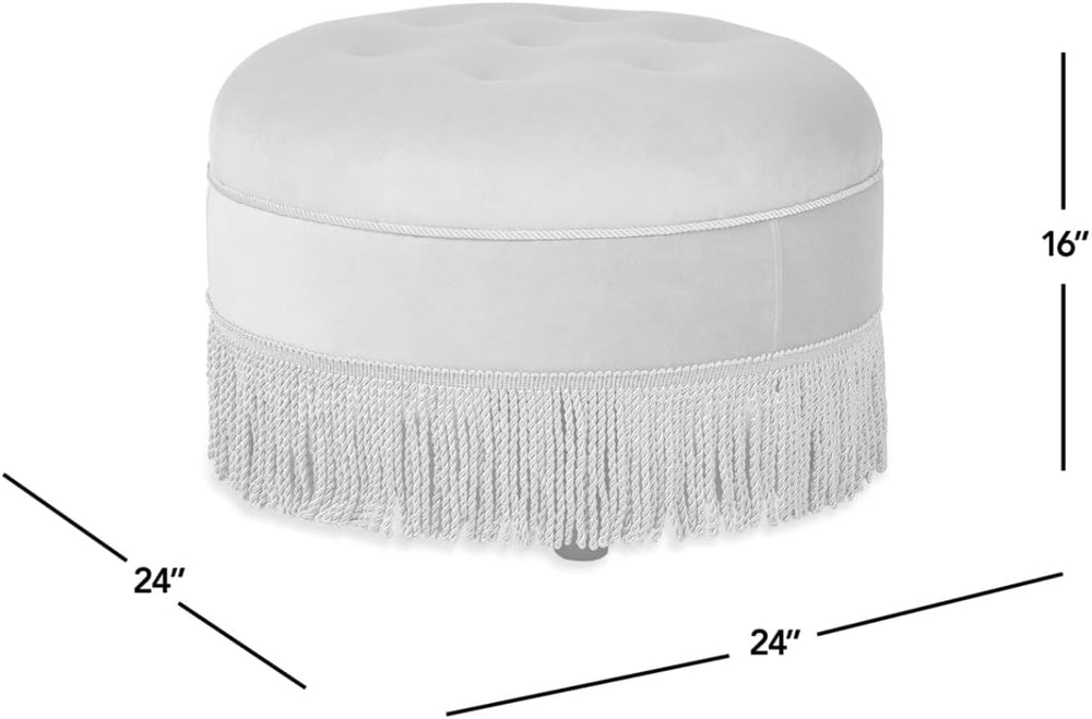 Jennifer Taylor Home Yolanda 24" Round Upholstered Accent Ottoman, Burnt...