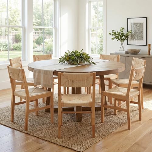 BESTANO Woven Rattan Dining Chairs Set of 4, Farmhouse Wicker Boho Dining Cha...