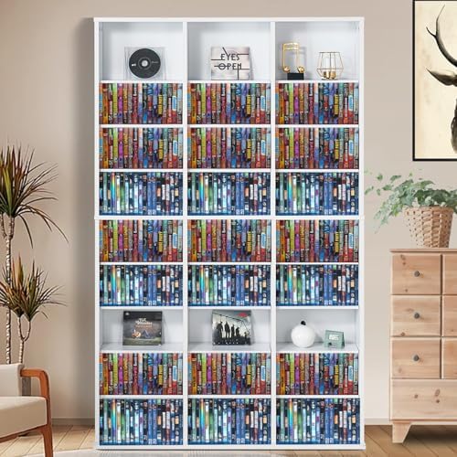 VEVOR Media Storage Cabinet, 9-Layer DVD Shelf, Adjustable CD Shelves 27 Comp...