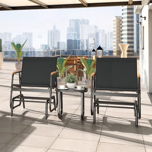 YITAHOME 3 Piece Patio Glider Set Textilene Gliders Outdoor Furniture Black |...