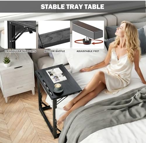 Folding TV Trays Set of 2, Adjustable Height TV Trays for Eating on Couch