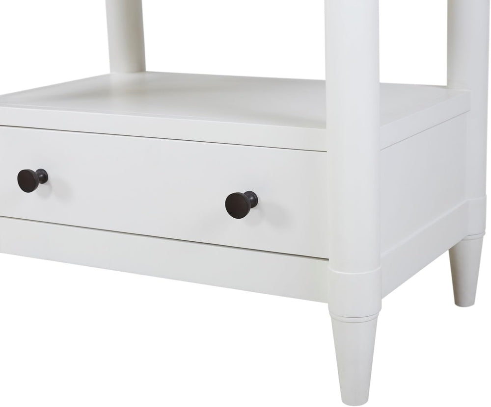 Open Nightstand White Finish with 2 Drawers,for Small Spaces