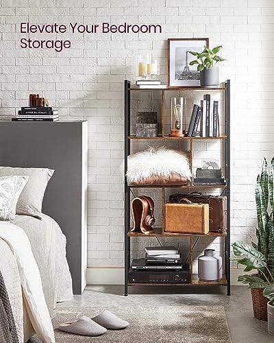 VASAGLE Bookshelf, 5-Tier Bookcase with Open Compartments