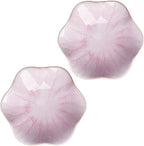 Ceramic Jewelry Dish Tray - 4-Leaf Clover Ring Holder Lotus Trinket Tray, Elegant Decorative Gift for Women (2Pcs Pink - Lotus Leaf)
