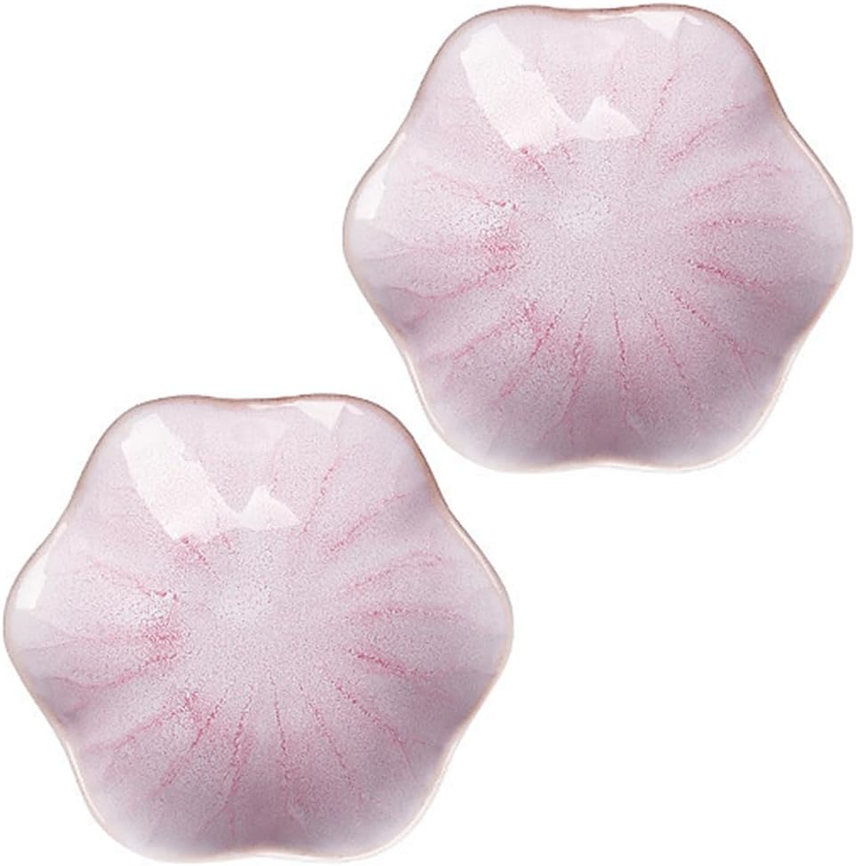 Ceramic Jewelry Dish Tray - 4-Leaf Clover Ring Holder Lotus Trinket Tray, Elegant Decorative Gift for Women (2Pcs Pink - Lotus Leaf)