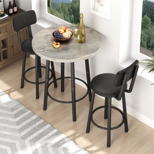 Recaceik 3‑Piece Pub Dining Set, Counter Height Modern Round Bar Table with W...