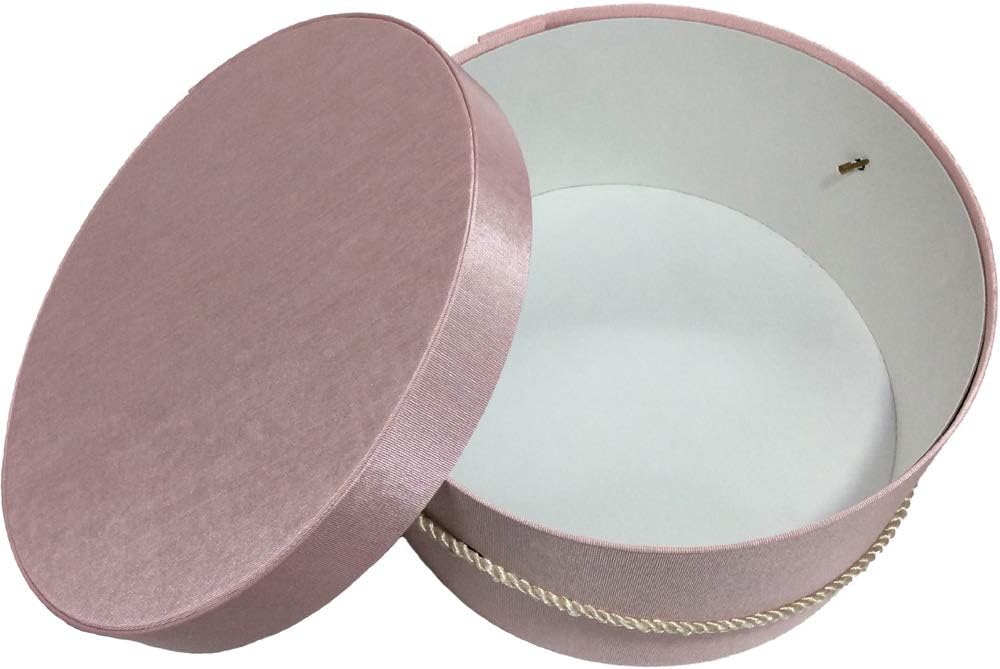 Sarah's Hat Boxes Classic Pink Hat Box – 16.75" x 8.5" (Dia. x Ht.) Handmade in USA – Odorless Non-Toxic Adhesive, Cording Handle – Premium Storage for Hats & Accessories