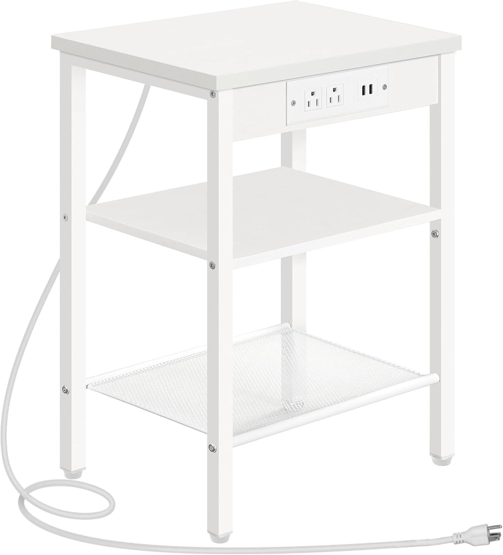 HOOBRO Side Table with Charging Station and USB Port, Small End Table for Sma...