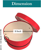Sarah's Hat Boxes Classic Red Hat Box – 11" x 5.5" (Dia. x Ht.) Handmade in USA – Odorless Non-Toxic Adhesive, Cording Handle – Premium Storage for Hats & Accessories
