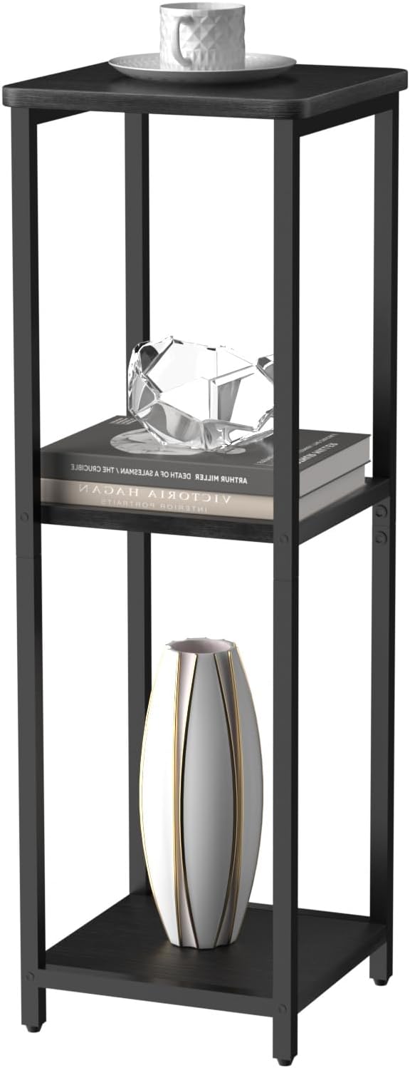 10" Wide Square Drink Table with Adjustable Feet - 3-Tier Small Side Tab...