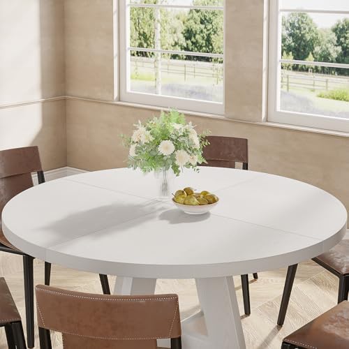 Tribesigns 47 inch Round Dining Table Wood Kitchen Table for Dining Room, 47&...