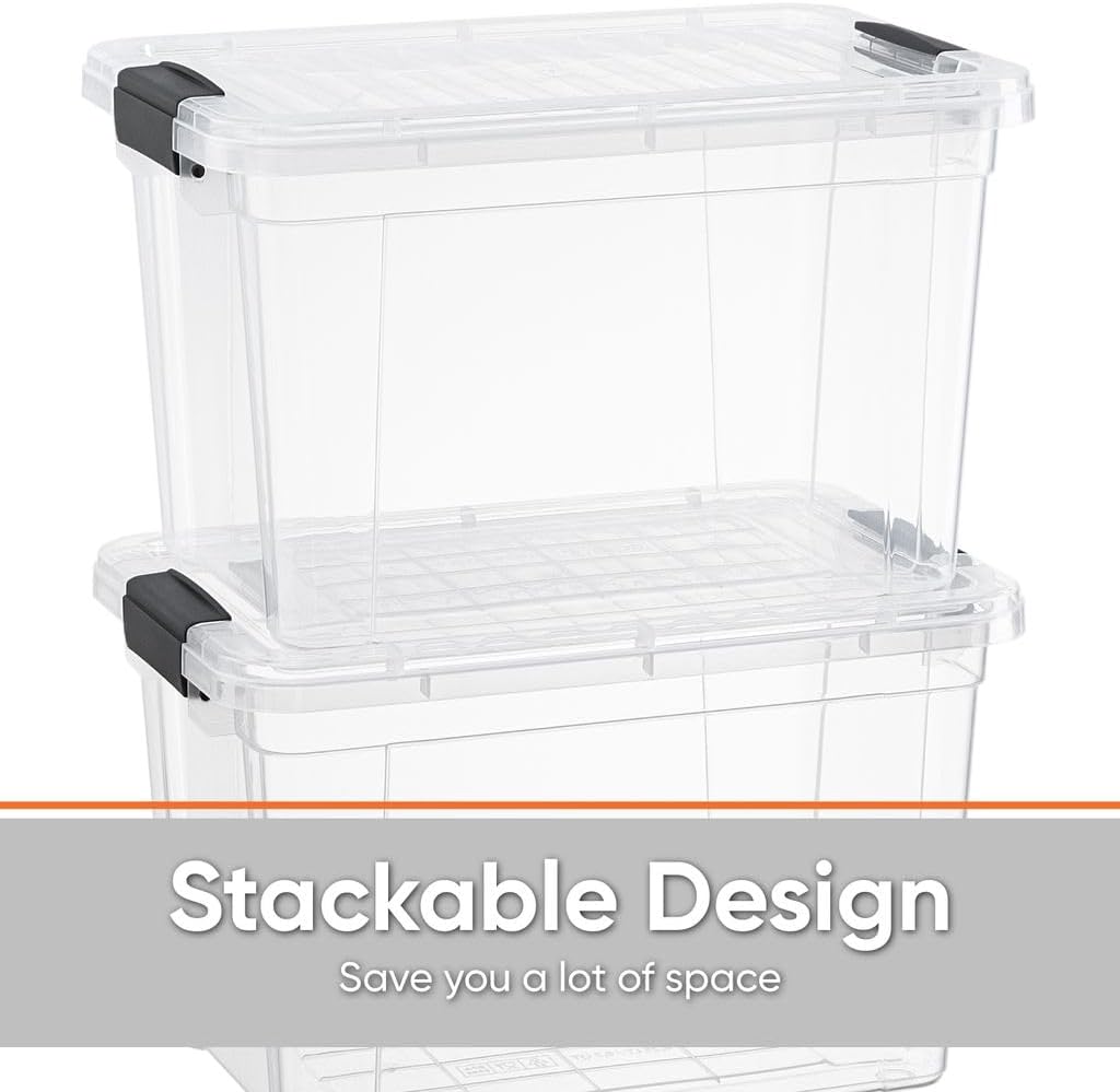 Superio Clear Storage Boxes with Lids, 8.75 Quart Plastic Container Bins for Organizing, Stackable Crates, BPA Free, Non Toxic, Odor Free, Organizers for Home, Office and Dorm, 6 Pack