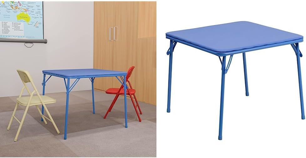 Flash Furniture Mindy Kids Colorful 3 Piece Folding Table and Chair Set & Mindy Kids Blue Folding Table