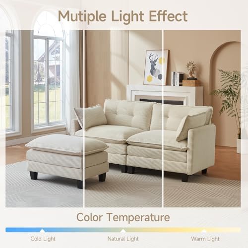 Amsleekey 76.5" L-Shaped Modular Sectional Sofa, Beige Corduroy | Cloud ...