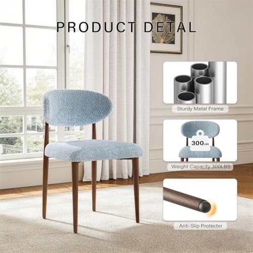 300LBS Dining Chairs Set of 4,Metal Kitchen Chairs,Modern Teddy Fleece Uphols...