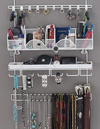 Men’s Over the Door/Wall Hanging Closet Tie and Belt Organizer Rack # 9300 in White 43 Hooks for Men’s Organization Patented