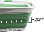 SAMMART 42L (11 gallon) Collapsible Plastic Laundry Basket - Foldable Pop Up Storage Container/Organizer - Portable Basket - Space Saving Hamper/Basket (Grey/Dark Sea Green (Set of 2))