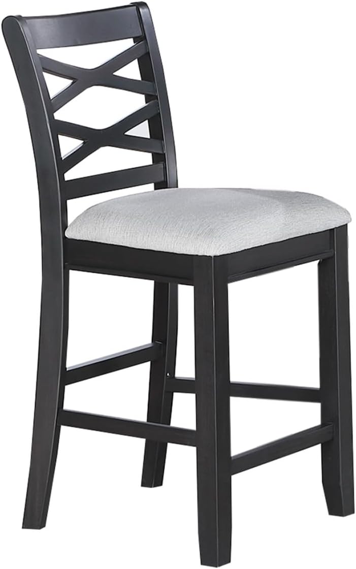 5-Piece Counter Height Table Set with Charcoal, MDF, Rubber Wood | Charcoal f...