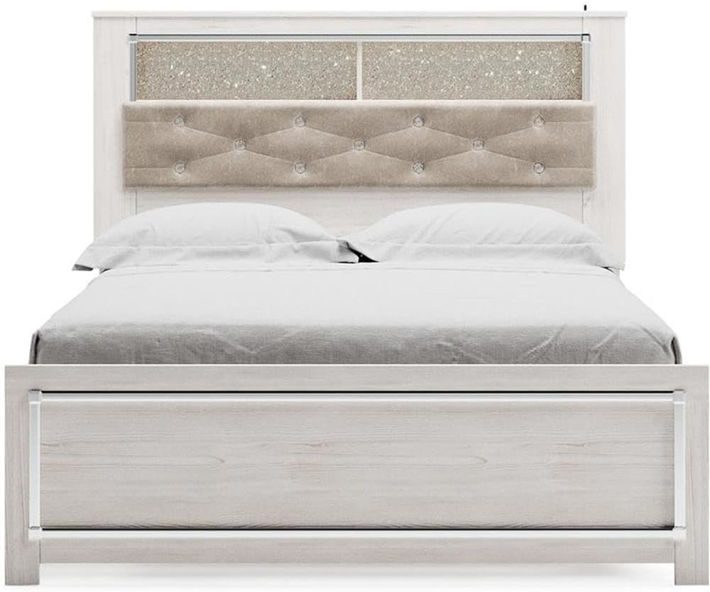 BOWERY HILL Queen Upholstered Bookcase Headboard, 66" W x 7" D x 54...