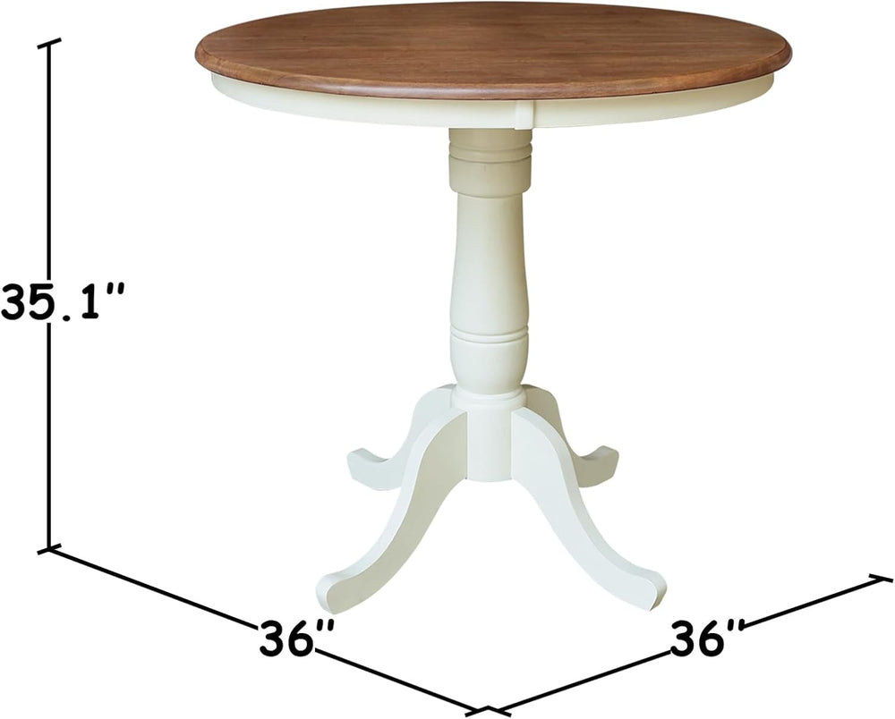 IC INTERNATIONAL CONCEPTS 36" Round Top Wood Counter Height Pedestal Din...