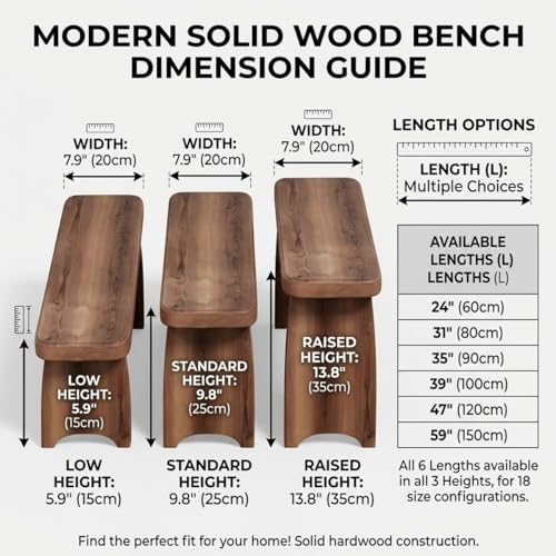 24" 31" 35" 39" 47" 59" Wooden Entryway Bench, ...