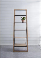 5 Tier Ladder Bookshelf, A-Frame Wooden Ladder Shelf, Freestanding Display Plant Stand for Living Room, Bedroom