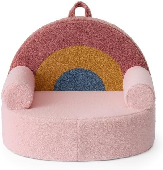 Blissful Diary Kids Chair, Soft Kids Armchair, Comfortable Kids Couch Sofa for Reading Planying, Kids Furniture for Boys and Girls Gift, Blush Pink Rainbow