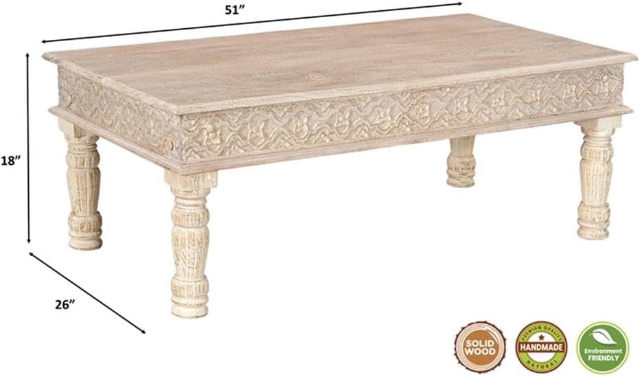 Pemberly Row 3-Piece Solid Mango Wood Living Room Table Set, Weathered Finish...