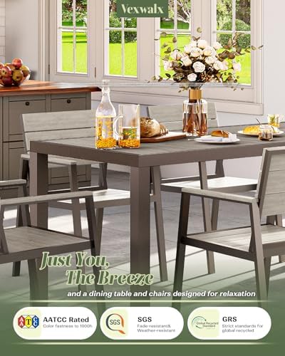 Vexwalx Outdoor Dining Set, Aluminum Dining Table Set for 6, Patio Table and ...