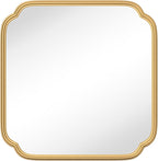 Gold Bathroom Mirror for Wall 24" x 24" Modern Rounded Corner Square Mirror with Non-Rusting Iron Metal Framed Bathroom Vanity Mirror for Over Sink Wall Decor Horizontal/Vertical