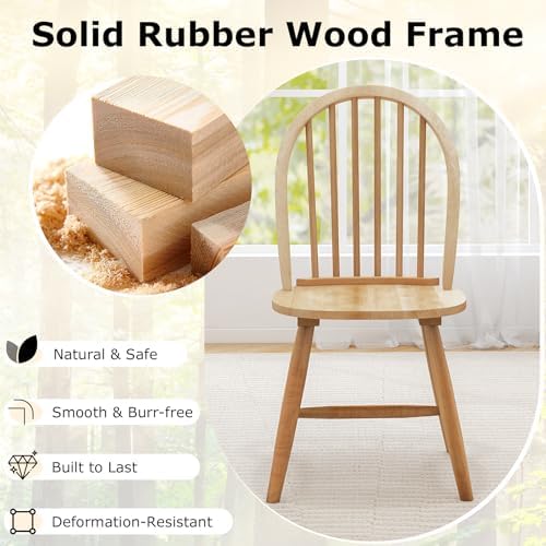 HAPPYGRILL 2 Pieces Wooden Dining Chairs Set, Vintage Armless Windsor Chairs,...