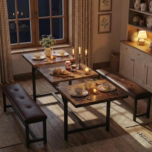 GarveeHome 5 Piece Extendable Dining Table Set for 4-6, Kitchen Table & 2...
