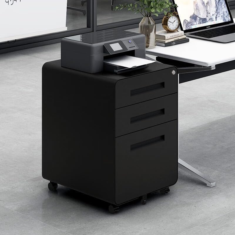 3 Drawer File Cabinet with Lock, Mobile Metal Filing Cabinet for Letter/Legal...