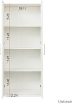 LUMISOL Modern Kitchen Pantry Cabinet with 2 Doors, Buffet Cupboards Sideboard with 4 Storage Spaces, Kitchen Hutch for Living Room Dining Room, White