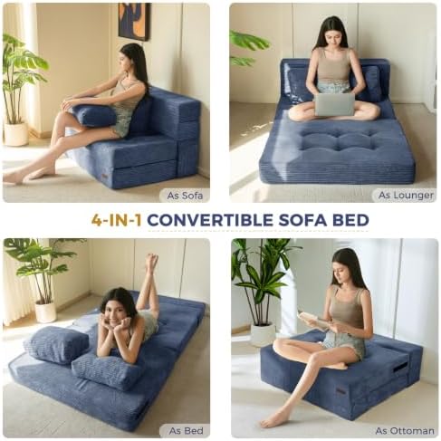 MAXYOYO Convertible Sofa Bed, Fold Out Sofa Couch with Pillow for Adults | Lo...