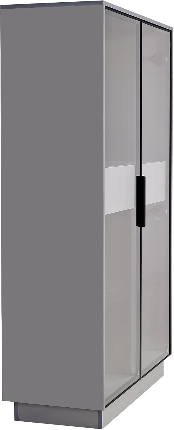roomfitters 60.6'' Display Cabinet with Glass Doors, Freestanding Pan...