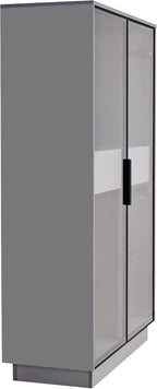 roomfitters 60.6'' Display Cabinet with Glass Doors, Freestanding Pantry Storage Cabinet with Adjustable Shelves for Home, Grey
