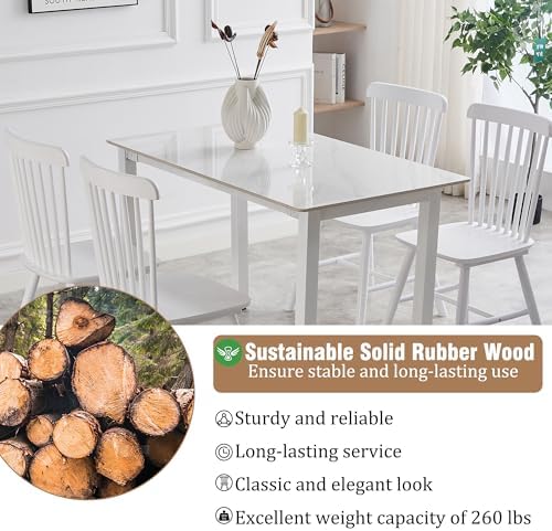 Dining Chairs Set of 6, Farmhouse Solid Wood Windsor Kitchen Chairs Set with ...