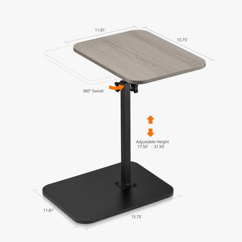 ZEAPTAC C-Shaped Side Table, 360° Swivel Height Adjustable, Lightweight Porta...