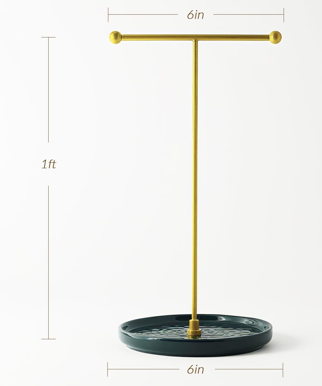 VROOMIUM Necklace Holder Stand - 6in Ceramic Base X 1ft Height, Aesthetic Decor for Bedroom, Jewelry Organizer for Necklace, Bracelets, Rings, Exhibidor de Collares- Elegant Green