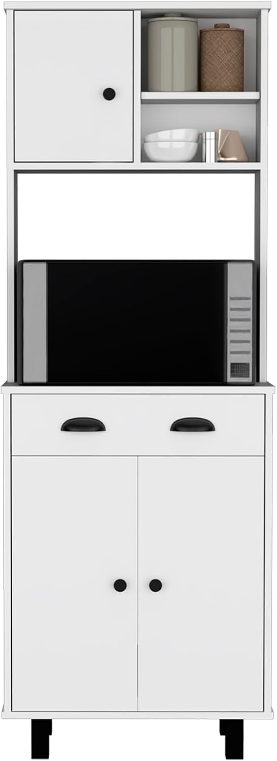 67 Inch High Kitchen Pantry with Two Cabinets, Two Shelves, and One Drawer | ...