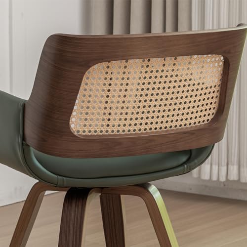 Rattan Dining Chairs with Arms, Swivel Dining Chairs with Walnut Finish