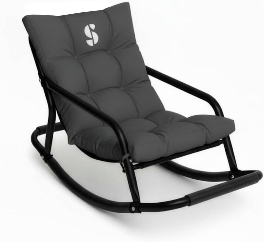 Special Supplies Sensory Tufted Rocking Chair for Kids - Comfortable Kids Rocker- Versatile Floor Chair with Soft Fabric and Stability for Playroom, Bedroom, or Nursery (Ages 3+) - Charcoal